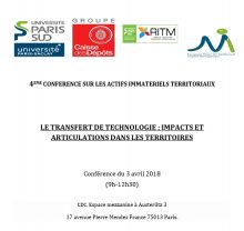 4ème conférence sur les Actifs Immatériels Territoriaux – Paris, 3 avril 2018